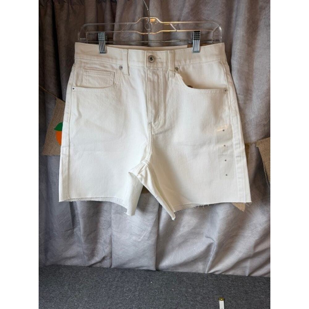 New Eddie Bauer Women Size 6 White Stretch Cotton High Rise Cutoff Denim Shorts - Picture 3 of 11